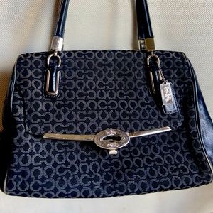 COACH Madison Grey/Black Canvas Shoulder Bag